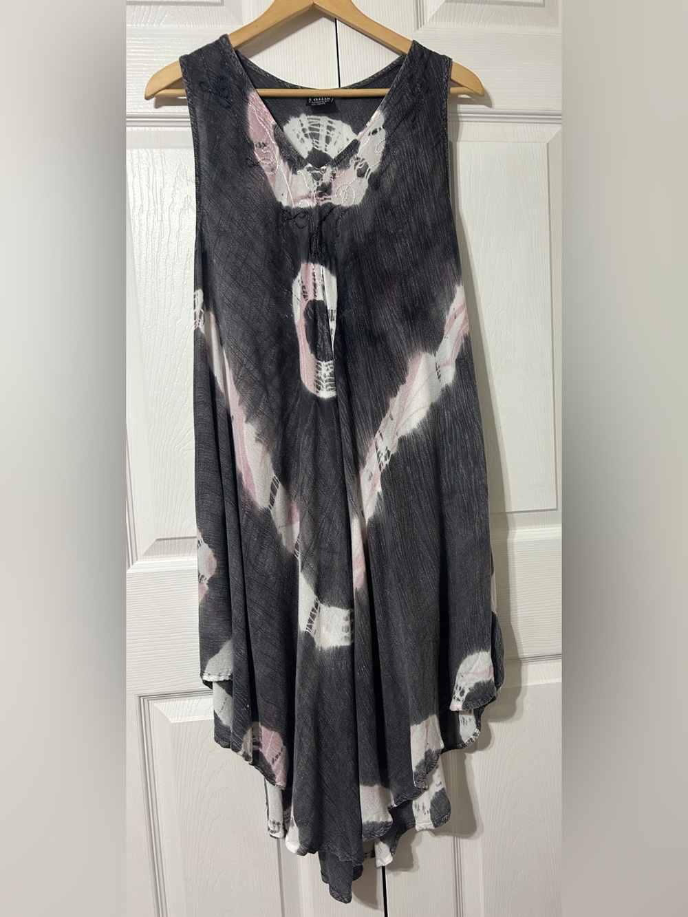 Pam’s Collection Women’s Gray Tie Dye Beach Dress Resort Flowy Free Size